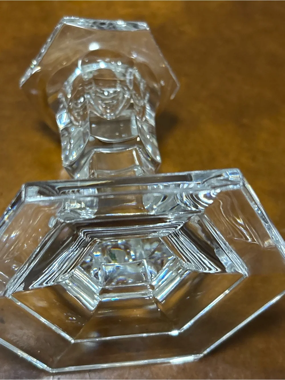 Two beautiful crystal glass Miller Rogaska candle sticks